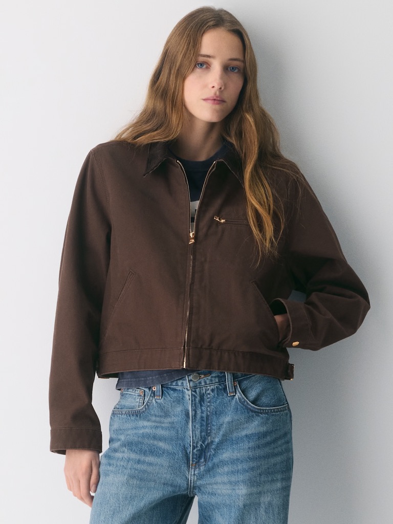 Aritzia Brown Cropped Zipper Jacket
